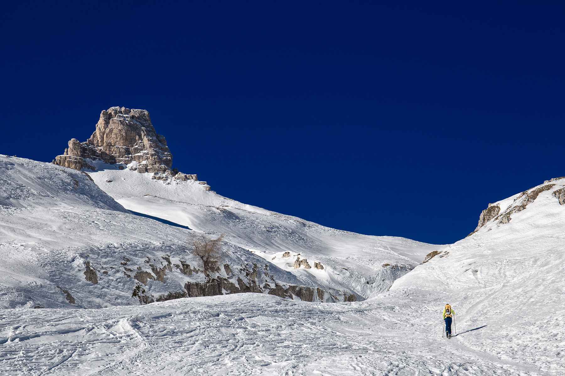 Torre di Toblin (Dolomiti di Sesto) in Inverno-con-scialpinista IMG_2051
