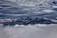Vista del Gran Vernel sulla sinistra e della Marmolada dall'alto del Latemar