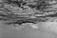 Vista del Gran Vernel sulla sinistra e della Marmolada dall'alto del Latemar
